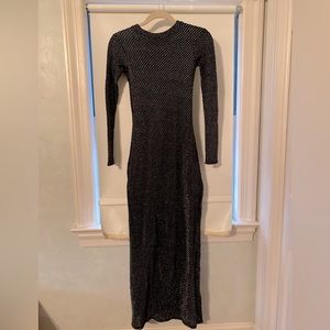 Zara, autumn - winter, size small long black and metallic woven dress with slit.